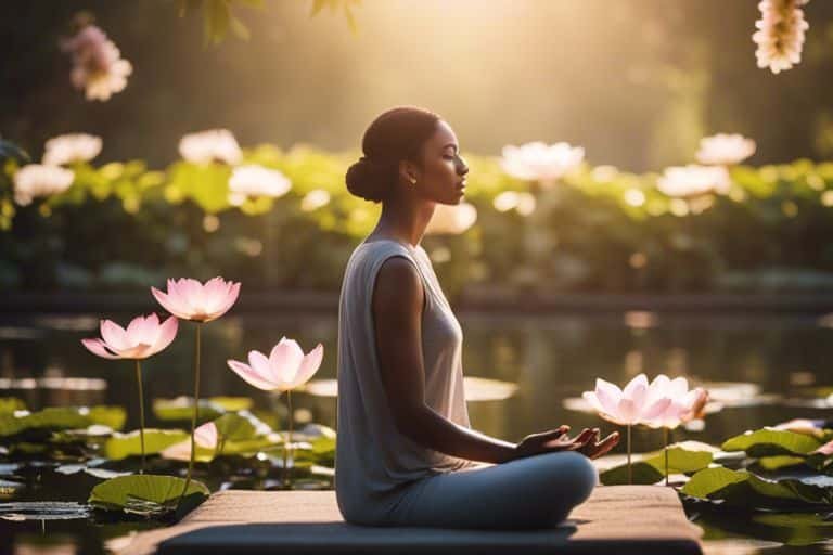 cultivating mindfulness for inner peace and wellbeing tcs Woman meditating by lotus pond at sunrise