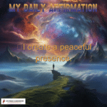 Inspirational affirmation over mystical mountain landscape.
