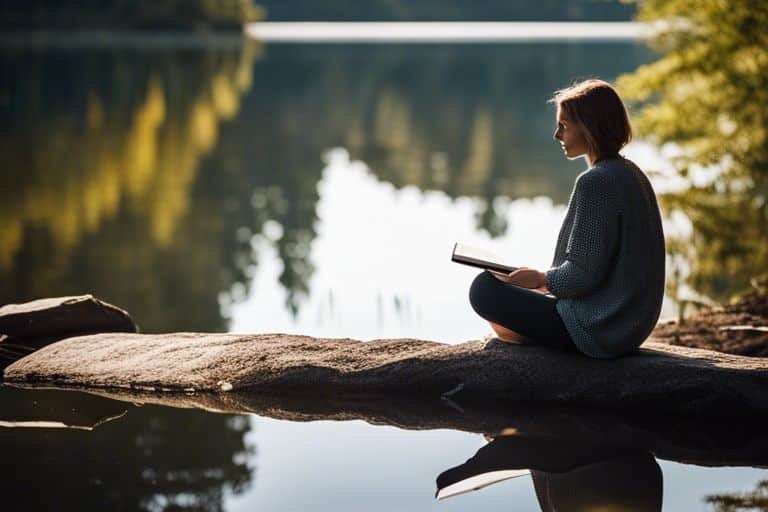 selfreflection cultivating selfawareness for personal growth kmk Woman reading by serene lake