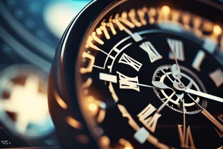 Close-up of an elegant watch face.