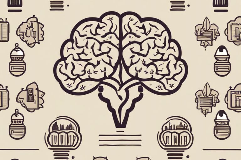 10 surprising facts about mental health flp Illustration of stylized brain with icons background.