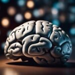 Human brain model with bokeh background