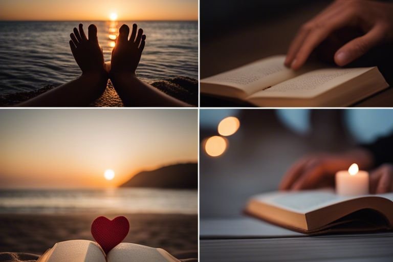 expert tips for sharing mental health facts gvk Sunset, hands, reading book, heart bookmark, candlelight.
