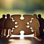 Interlocking puzzle pieces symbolizing connection or partnership.