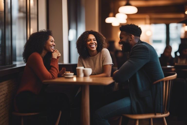 staying connected importance of social wellness tips xck Three friends laughing in a cozy cafe.